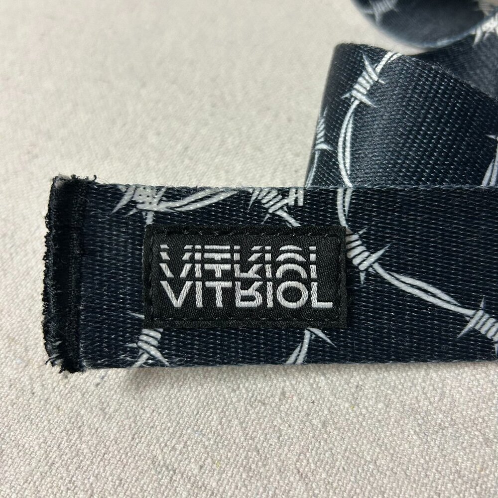 Vitriol Belt Men's Adjustable Click Buckle Black Webbing White Barbwire Pattern